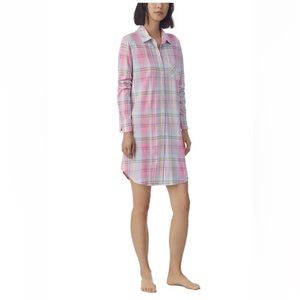 Lauren Ralph Lauren Women’s Notch Collar Plaid Sleep Shirt/size S/nwt